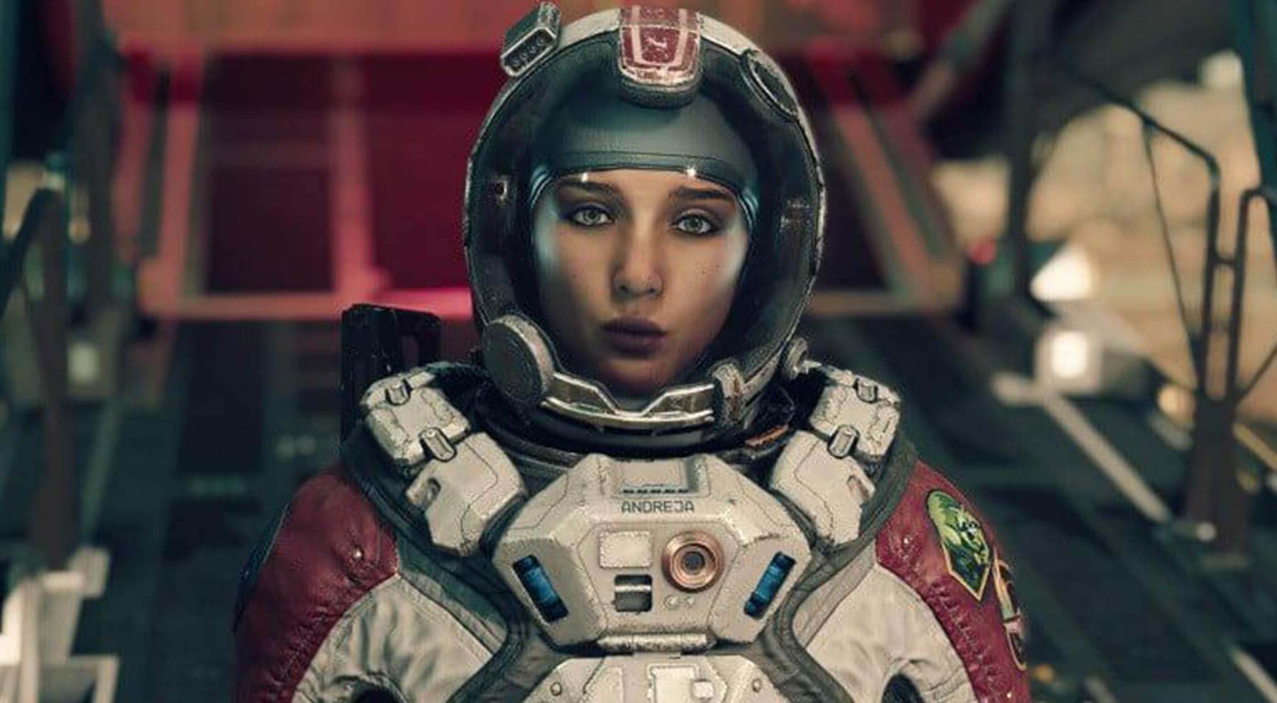 一个戴着太空头盔的女性角色.